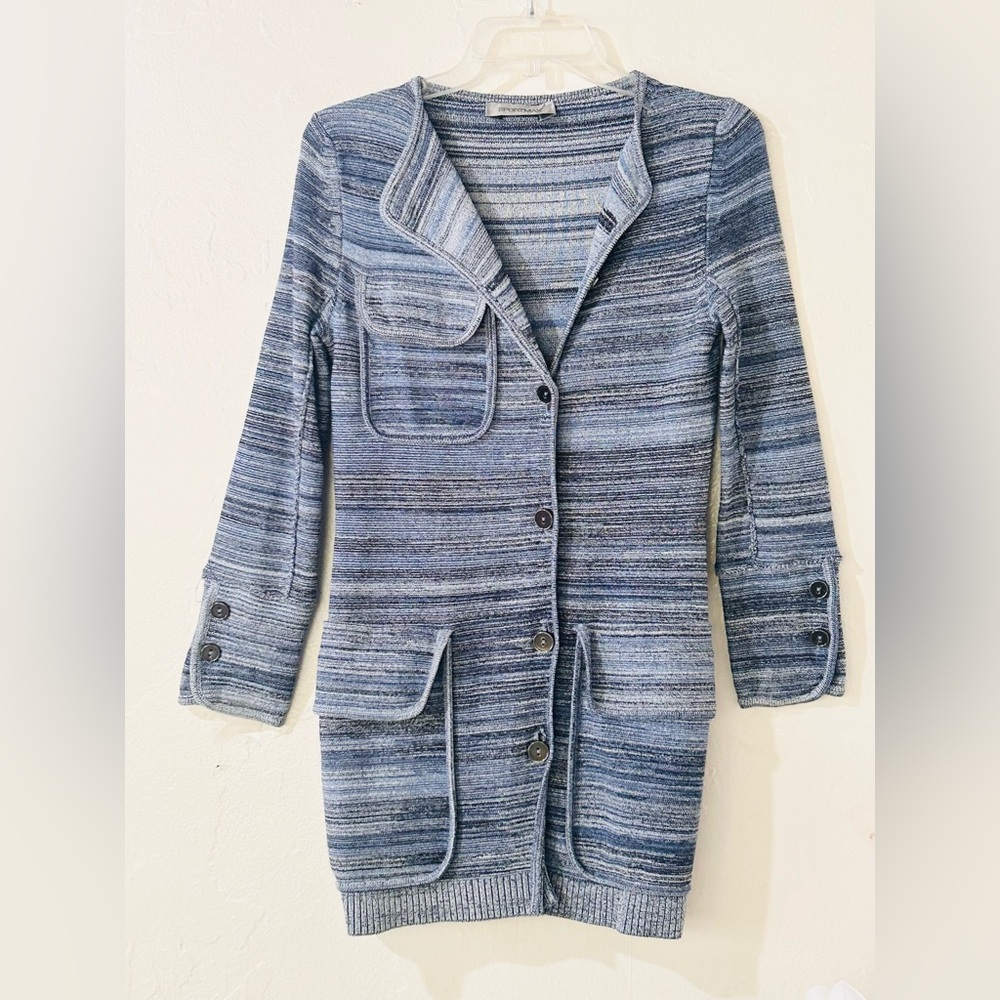SPORTMAX Blue Heavy Knit Textured  Cardigan Coat